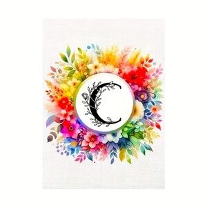 12.6*17.7in Monogram “C” Flag Garland Colorful Garden-Printed One-SideNIP